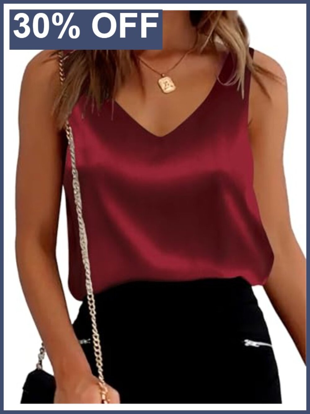 Satin Tank Top Dressy Casual V Neck Sleeveless Silk Blouse Women's
